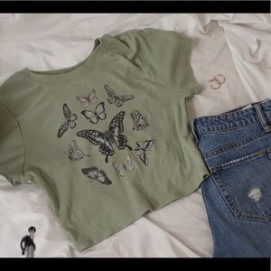 Butterfly T- crop top